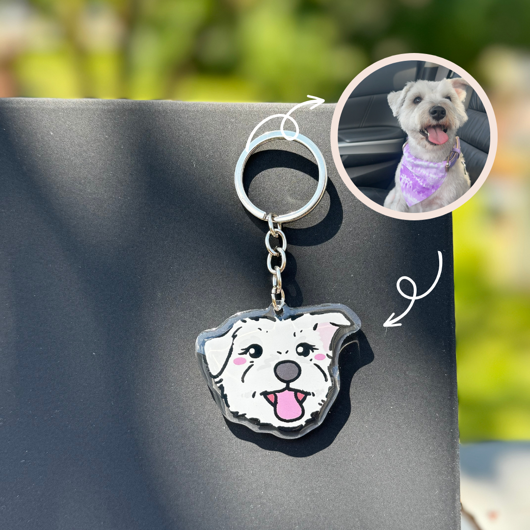 Custom Pet Portrait Acrylic Keychain – Personalized Gift for Pet Lovers
