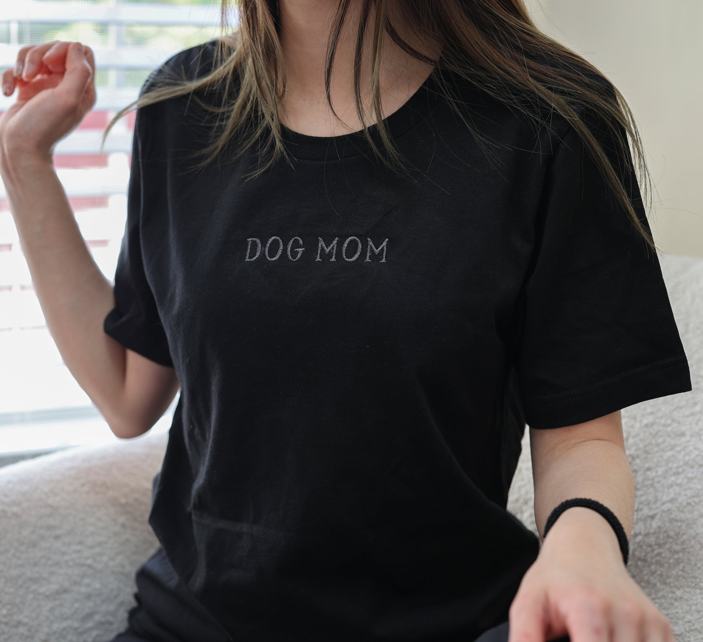 Dog Mom Embroidered Tee