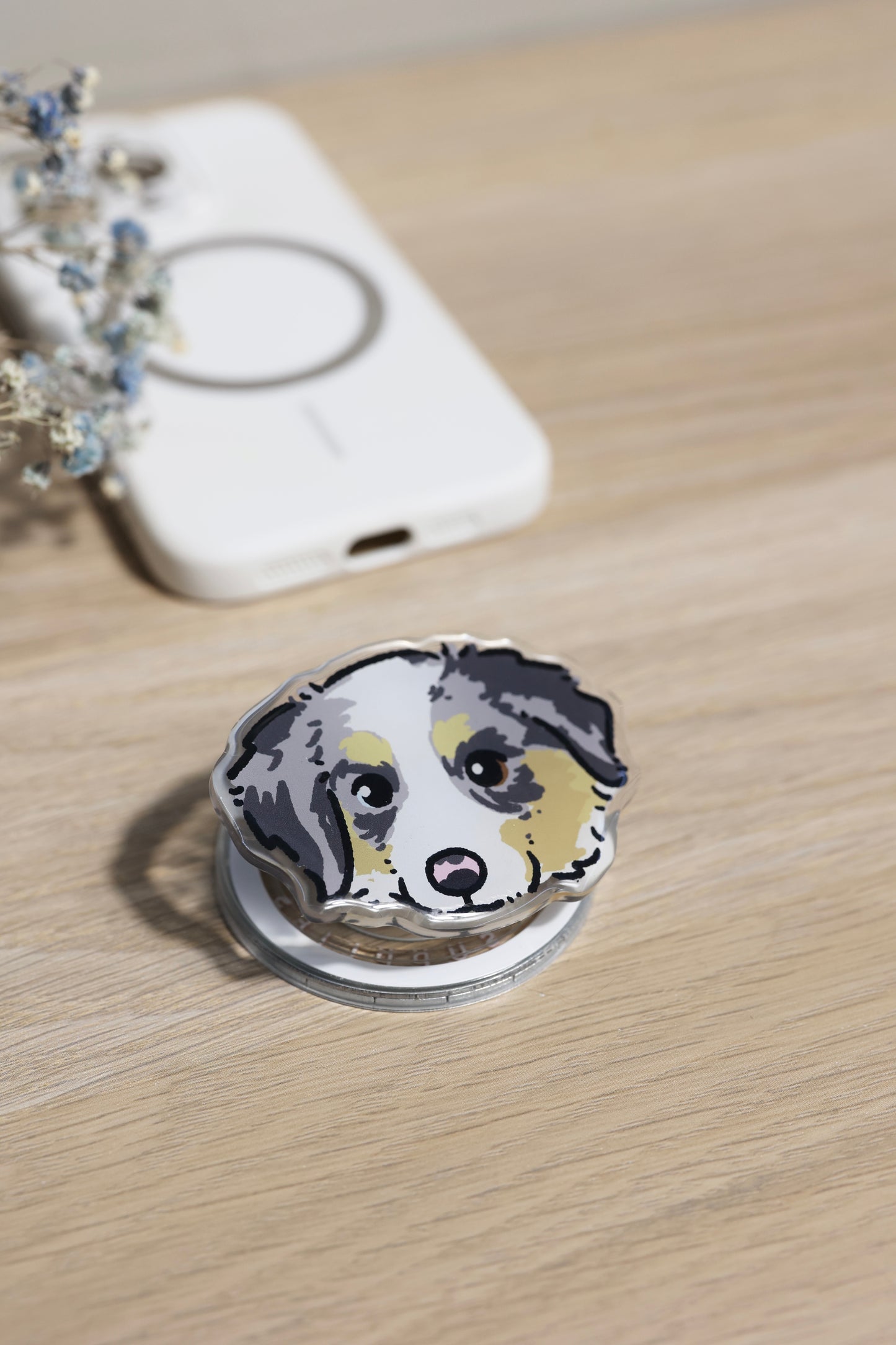 Custom Pet Portrait Phone Grip – Personalized Acrylic Grip with Your Pet’s Photo