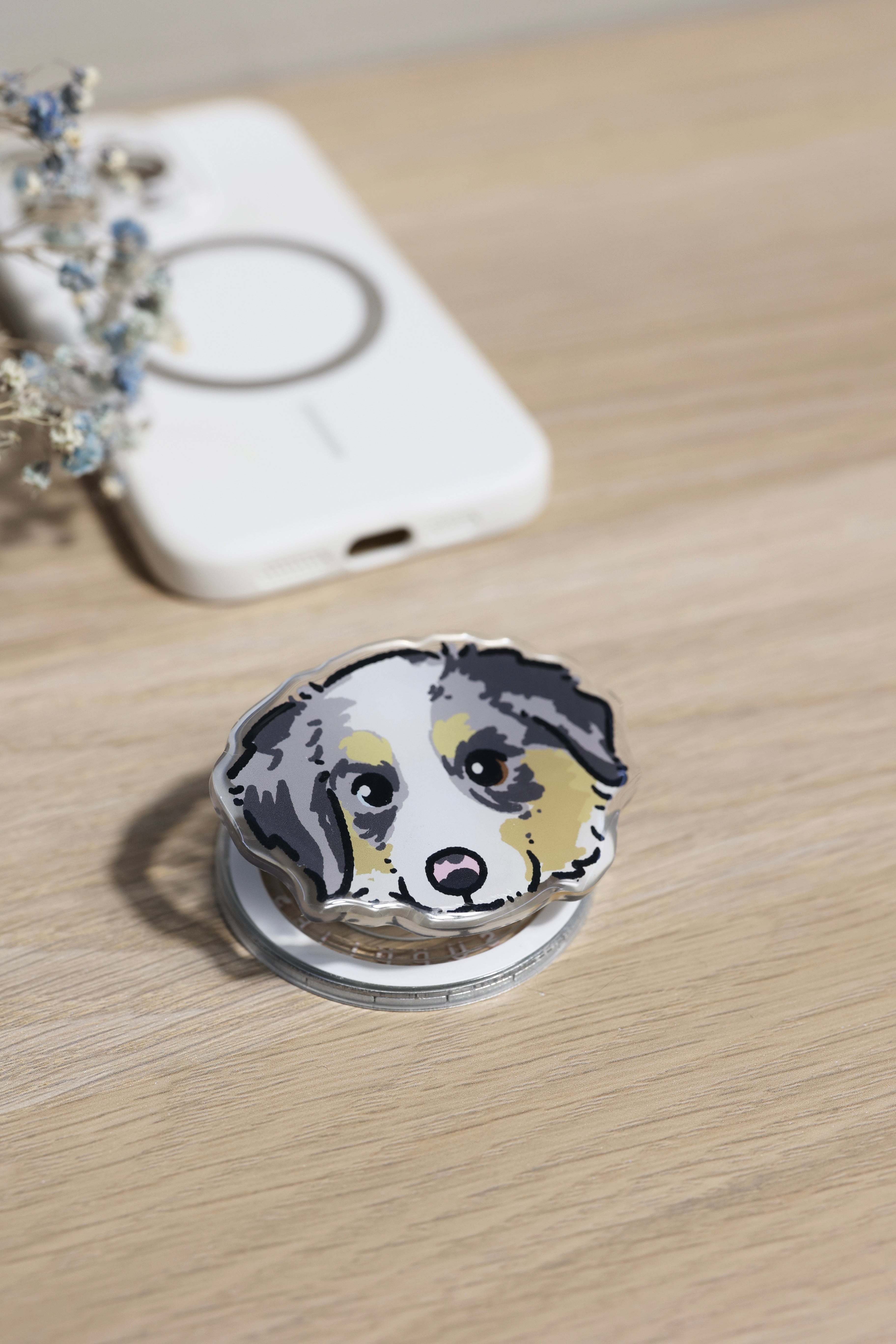 Custom Pet Portrait Phone Grip – Personalized Acrylic Grip with Your Pet’s Photo