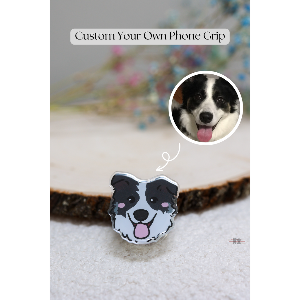 Custom Pet Portrait Phone Grip – Personalized Acrylic Grip with Your Pet’s Photo