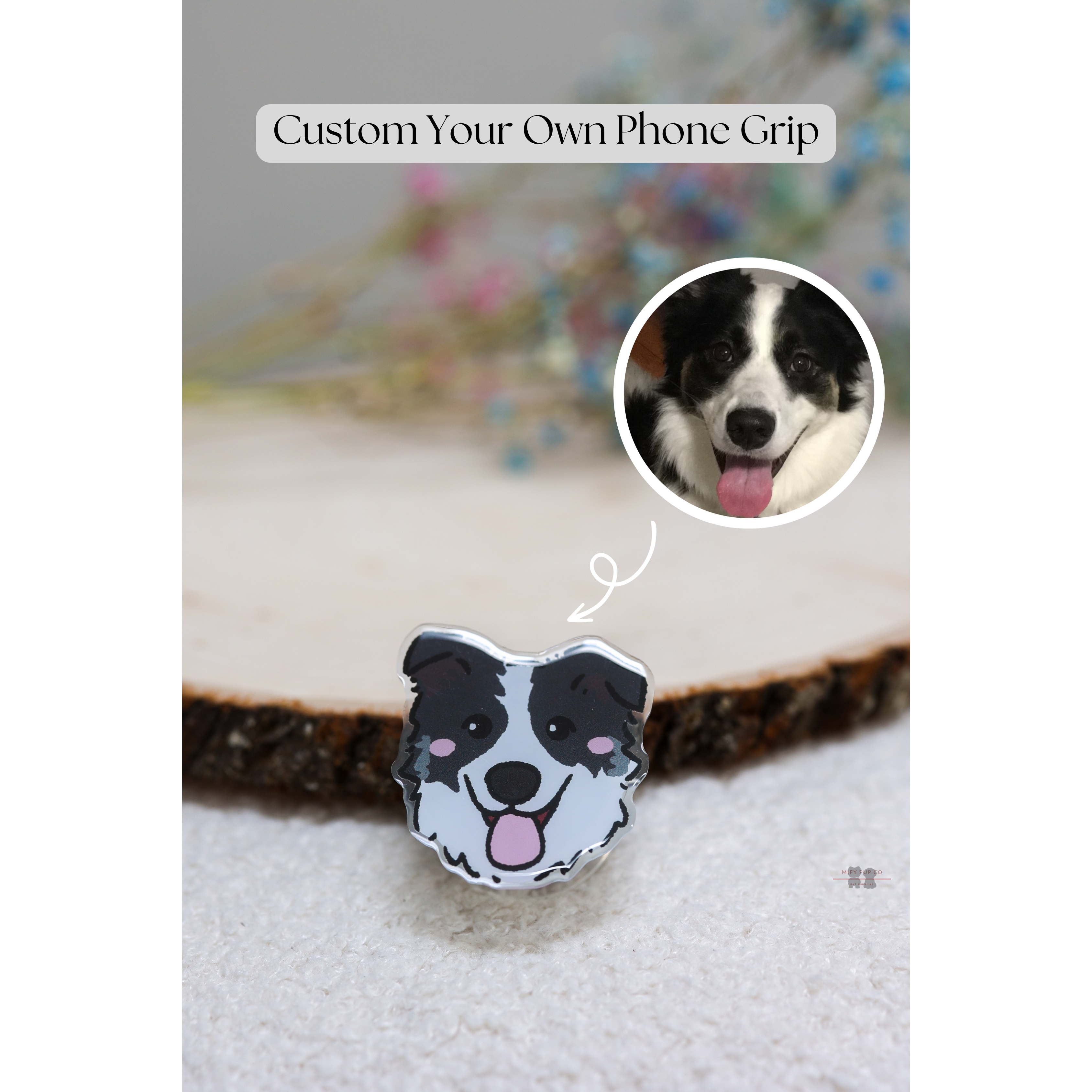 Custom Pet Portrait Phone Grip – Personalized Acrylic Grip with Your Pet’s Photo