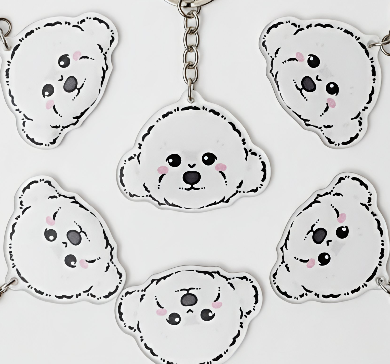 Acrylic Dog Breed Keychain – White Poodle Gift & Pet Accessory