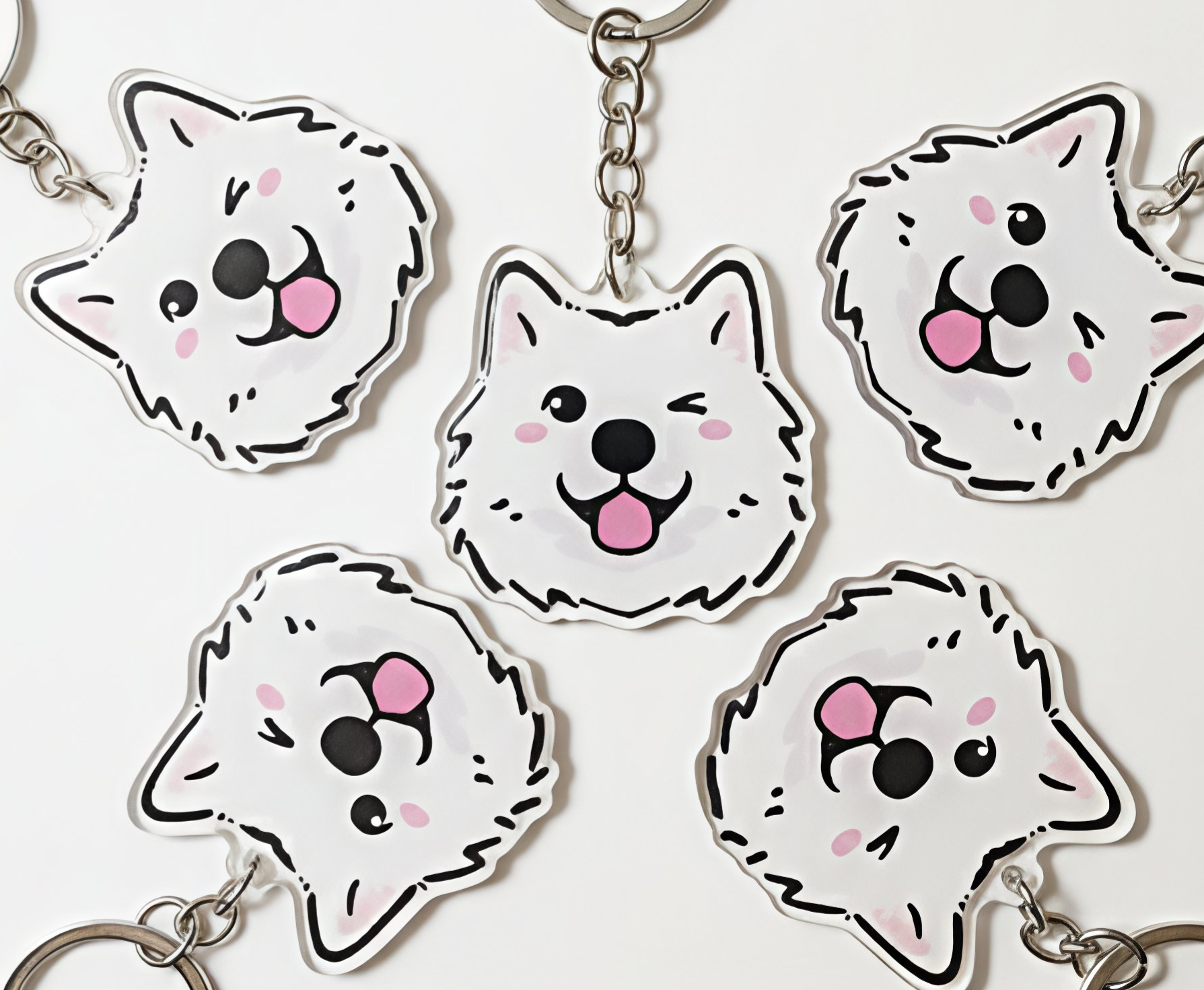 Acrylic Dog Breed Keychain –  Samoyed  Gift & Pet Accessory