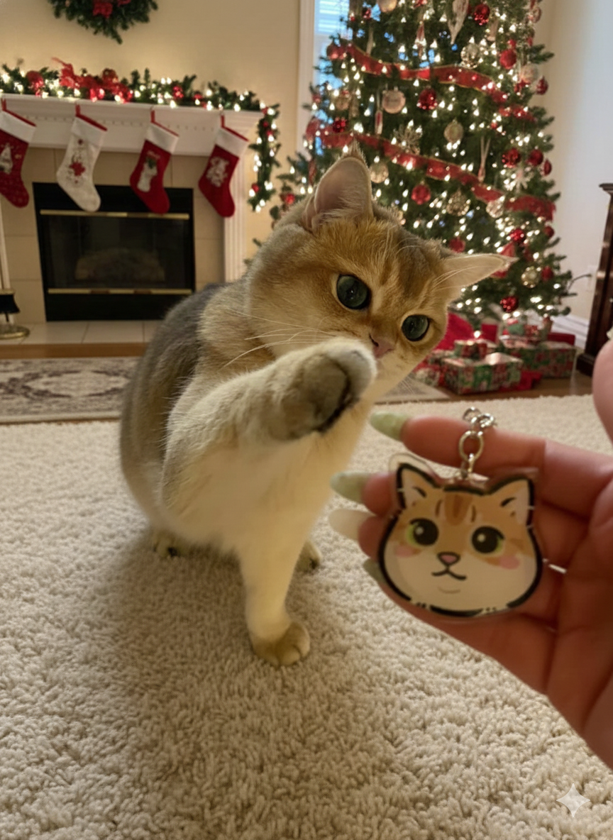 Custom Pet Portrait Keychain| Cat Keychain