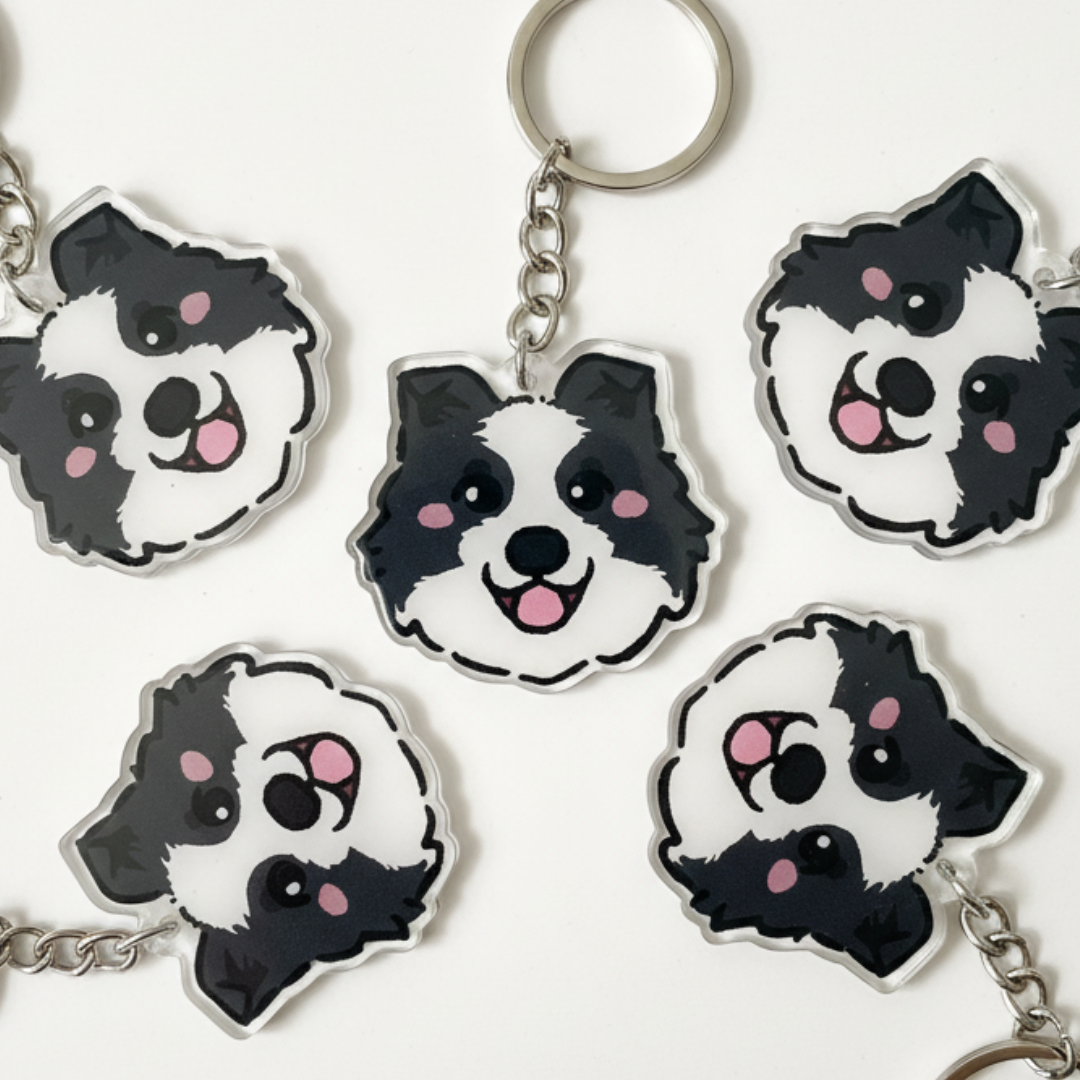 Acrylic Dog Breed Keychain – Border Collie Gift & Pet Accessory