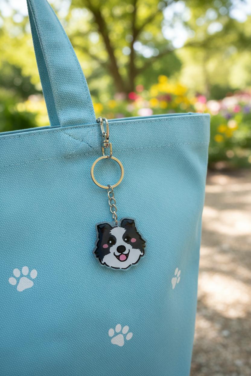 Acrylic Dog Breed Keychain – Border Collie Gift & Pet Accessory