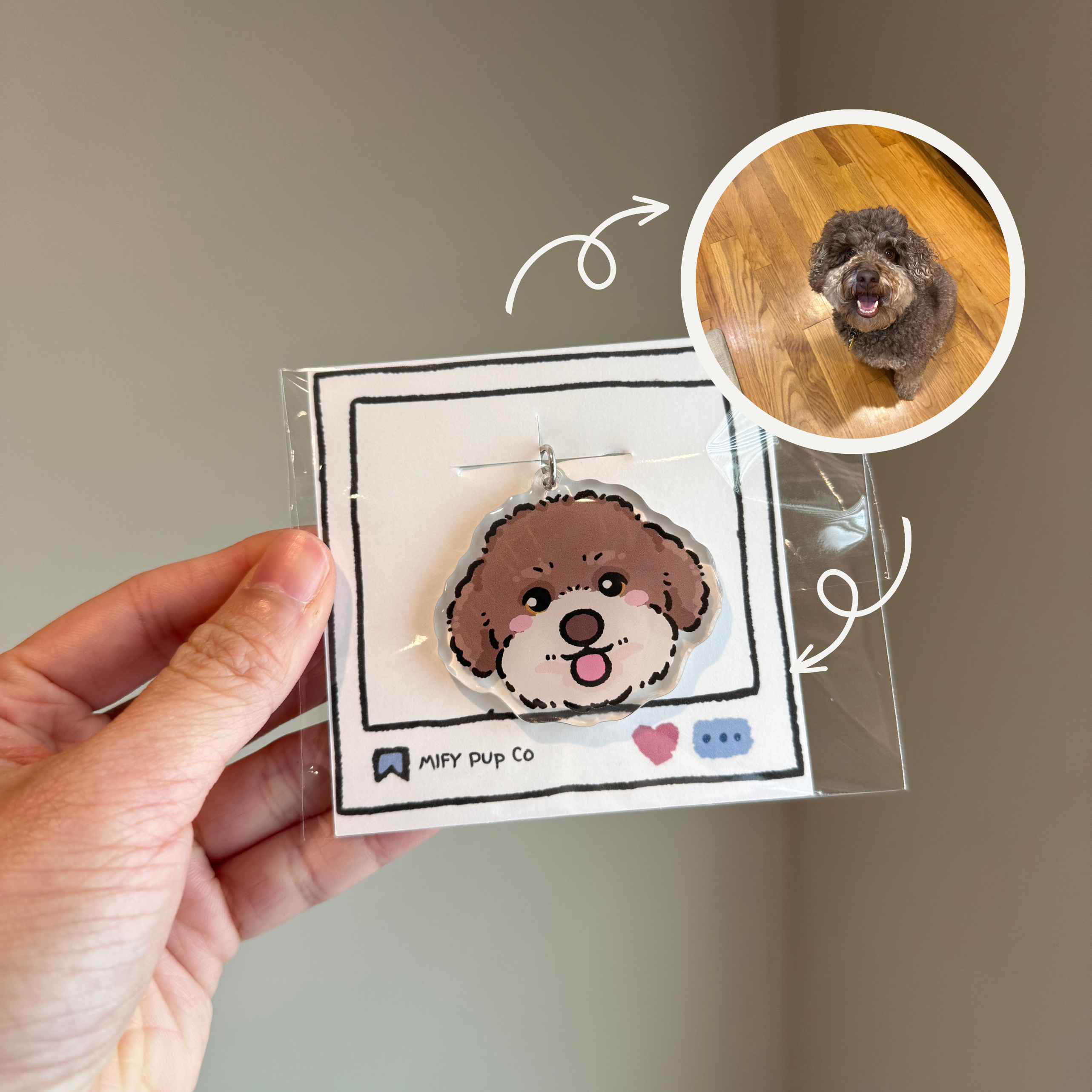 Custom Pet Portrait Acrylic Keychain – Personalized Gift for Pet Lovers