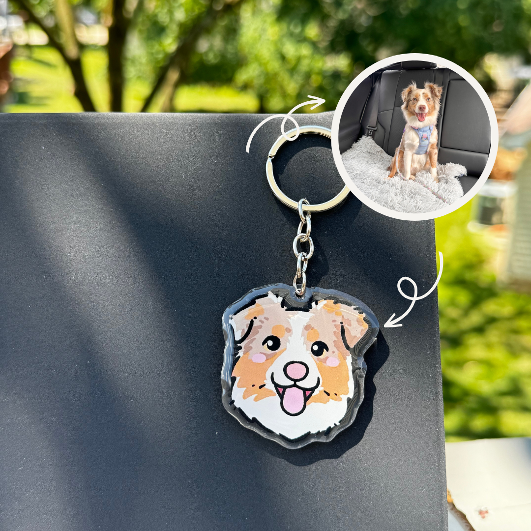 Custom Pet Portrait Acrylic Keychain – Personalized Gift for Pet Lovers
