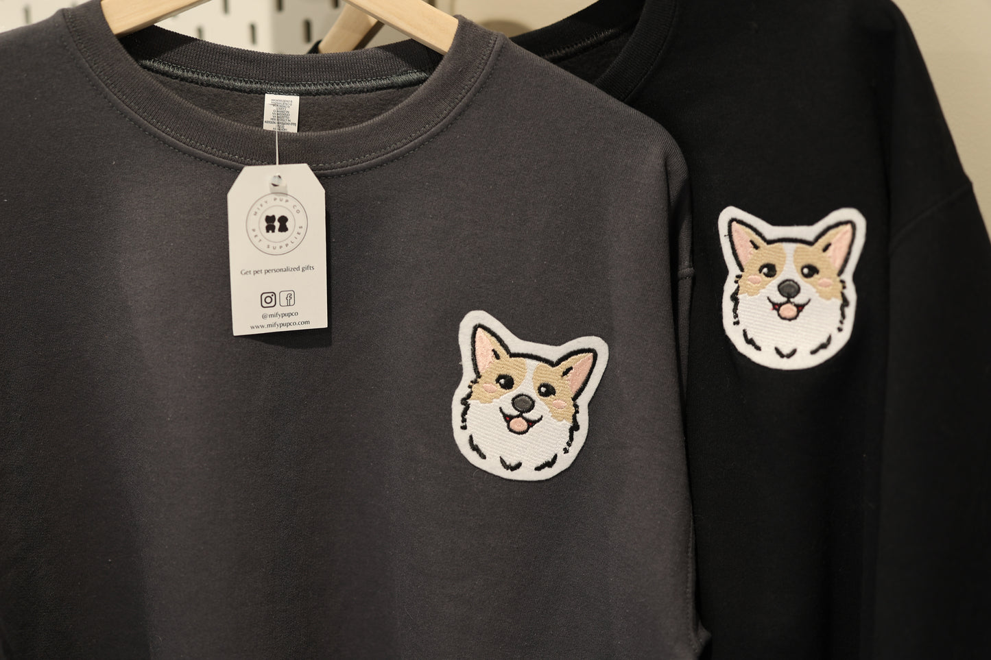 Custom Embroidered Patch Dog Portrait Sweatshirt