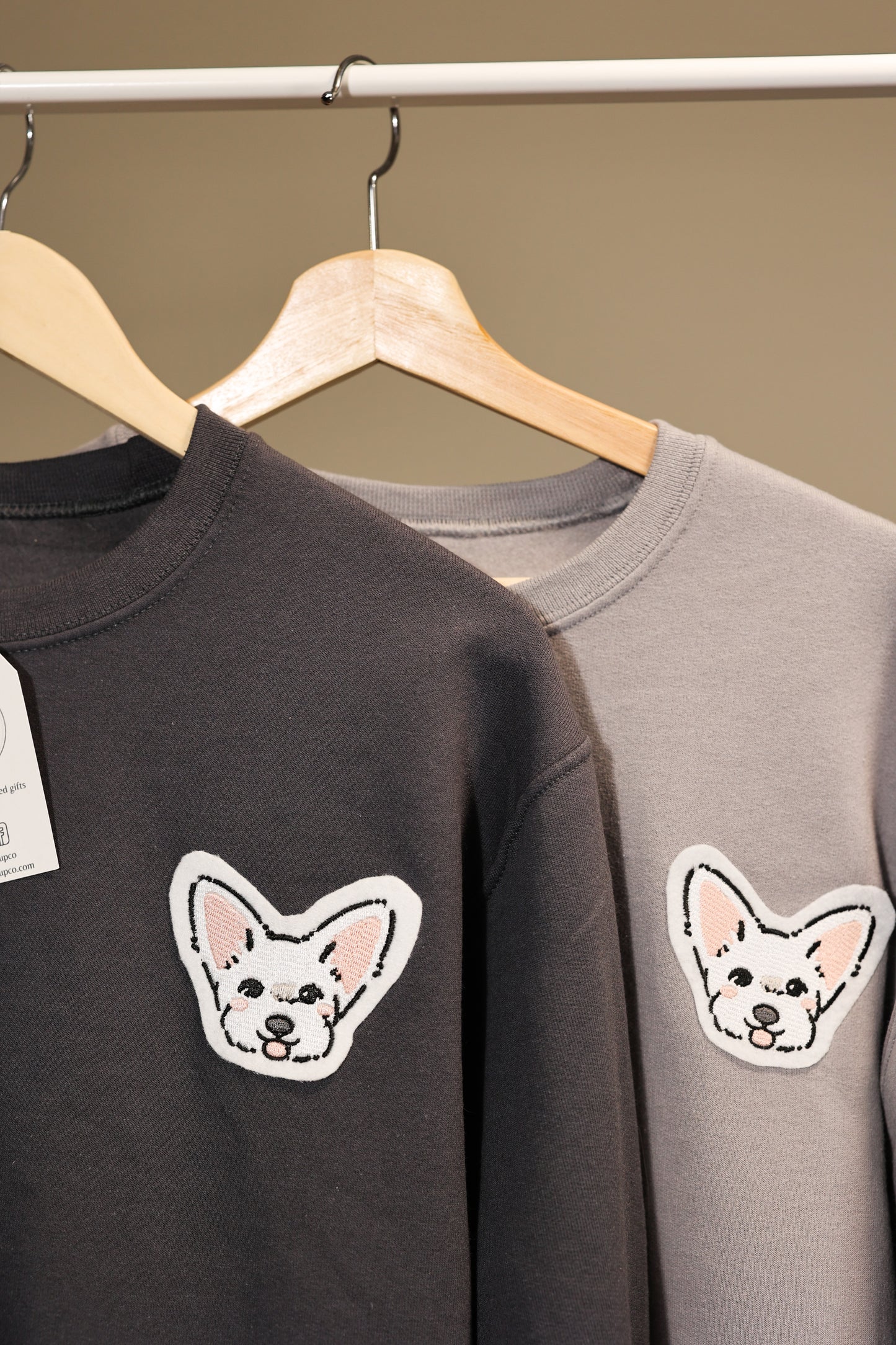 Custom Embroidered Patch Dog Portrait Sweatshirt