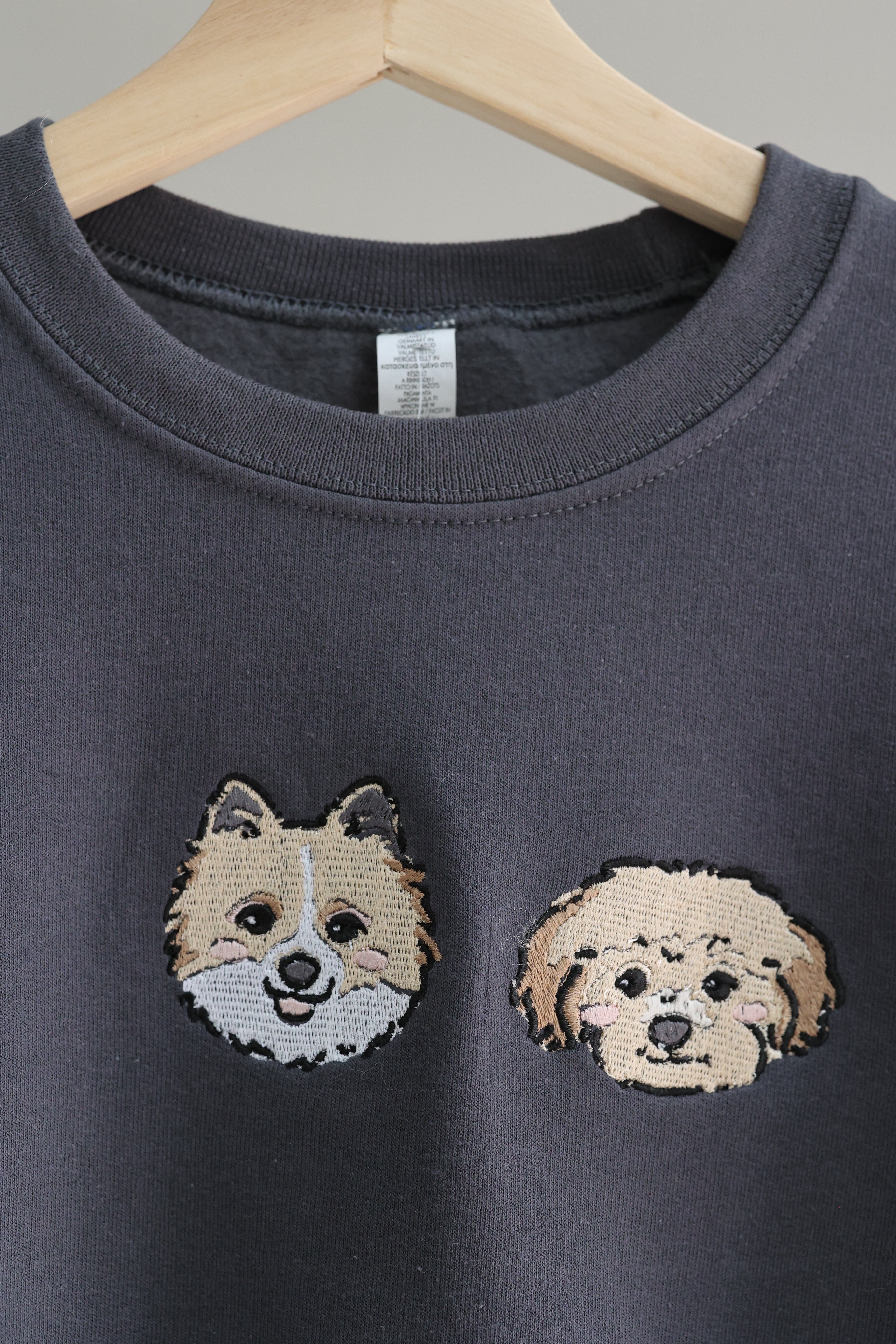 Custom Embroidered Dogs Portrait Sweatshirt with 2 dogs